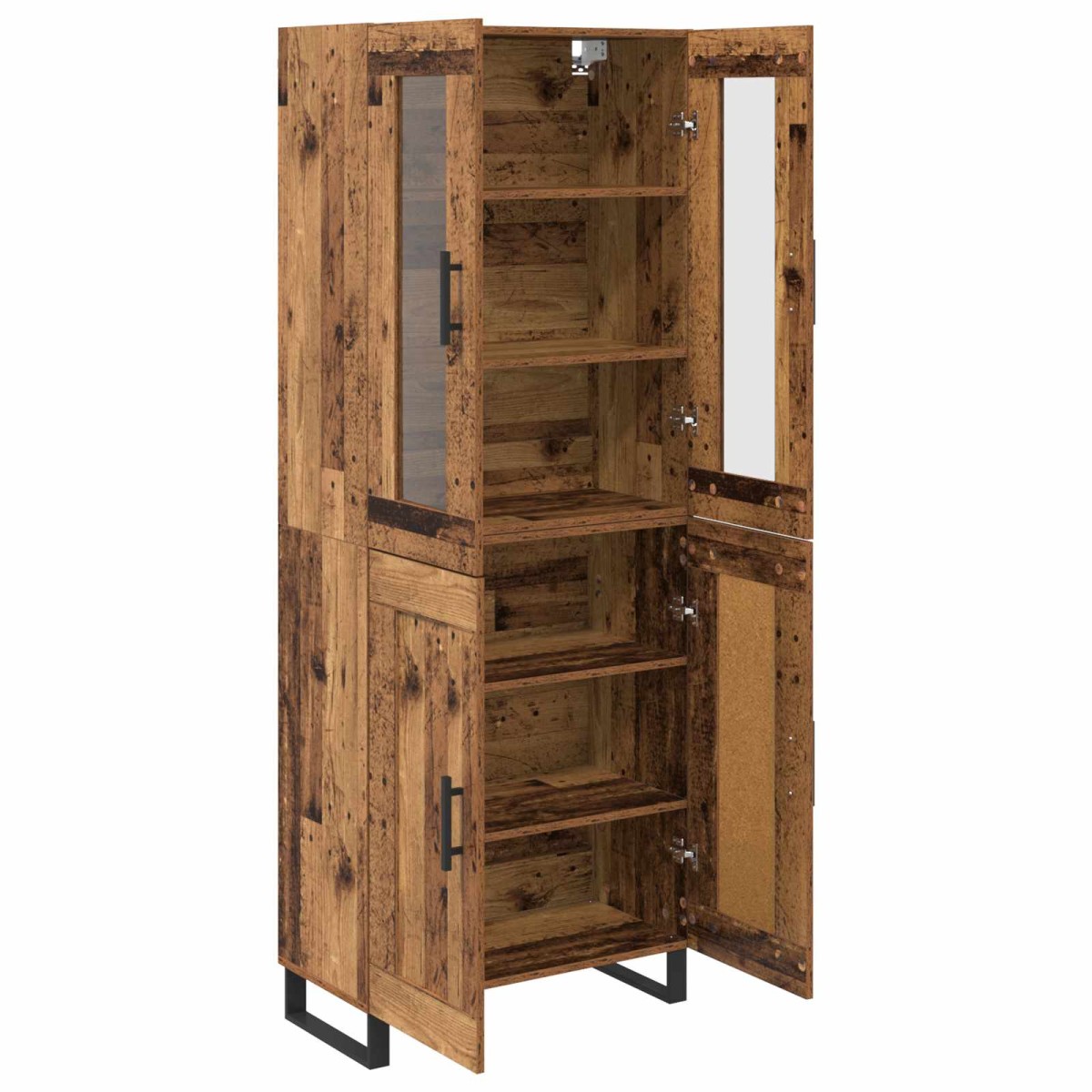 vidaXL Highboard 2 τμχ. Παλιό Ξύλο 69,5 x 34 x 180 εκ.