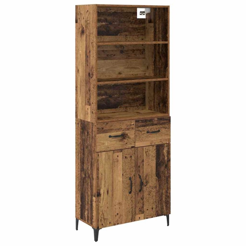 vidaXL Highboard Παλιό Ξύλο 69,5 x 34 x 180 εκ. Επεξεργασμένο Ξύλο