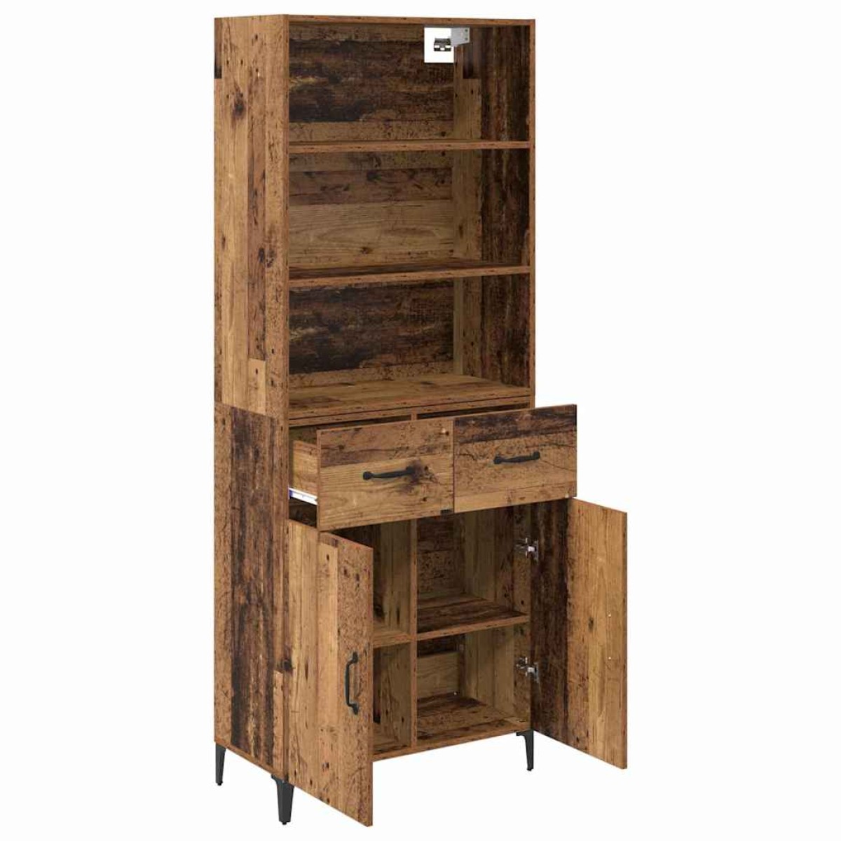 vidaXL Highboard Παλιό Ξύλο 69,5 x 34 x 180 εκ. Επεξεργασμένο Ξύλο