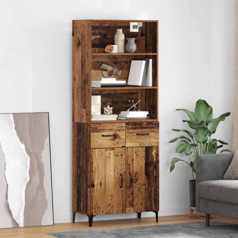 vidaXL Highboard Παλιό Ξύλο 69,5 x 34 x 180 εκ. Επεξεργασμένο Ξύλο