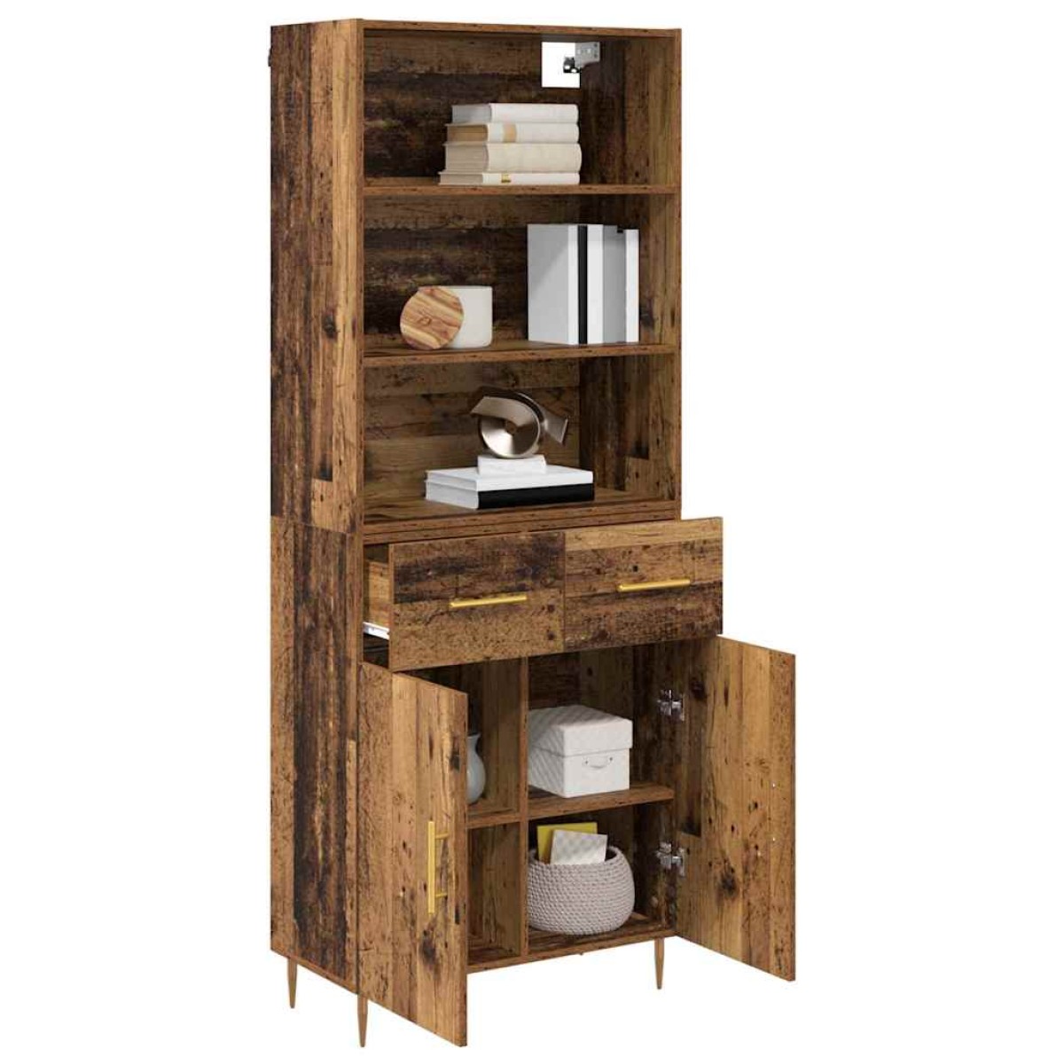 vidaXL Highboard Παλιό ξύλο 69,5 x 34 x 180 εκ. Επεξεργασμένο Ξύλο