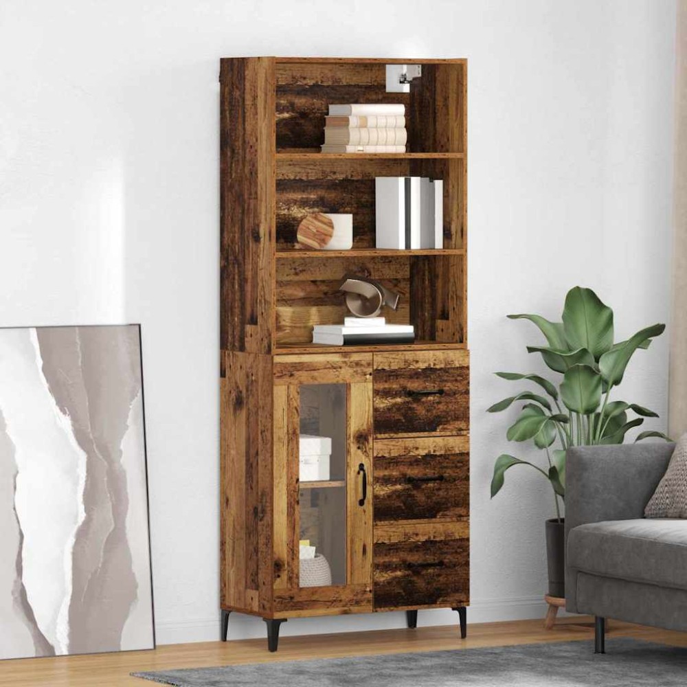 vidaXL Highboard Παλιό Ξύλο 69,5 x 34 x 180 εκ. Επεξεργασμένο Ξύλο