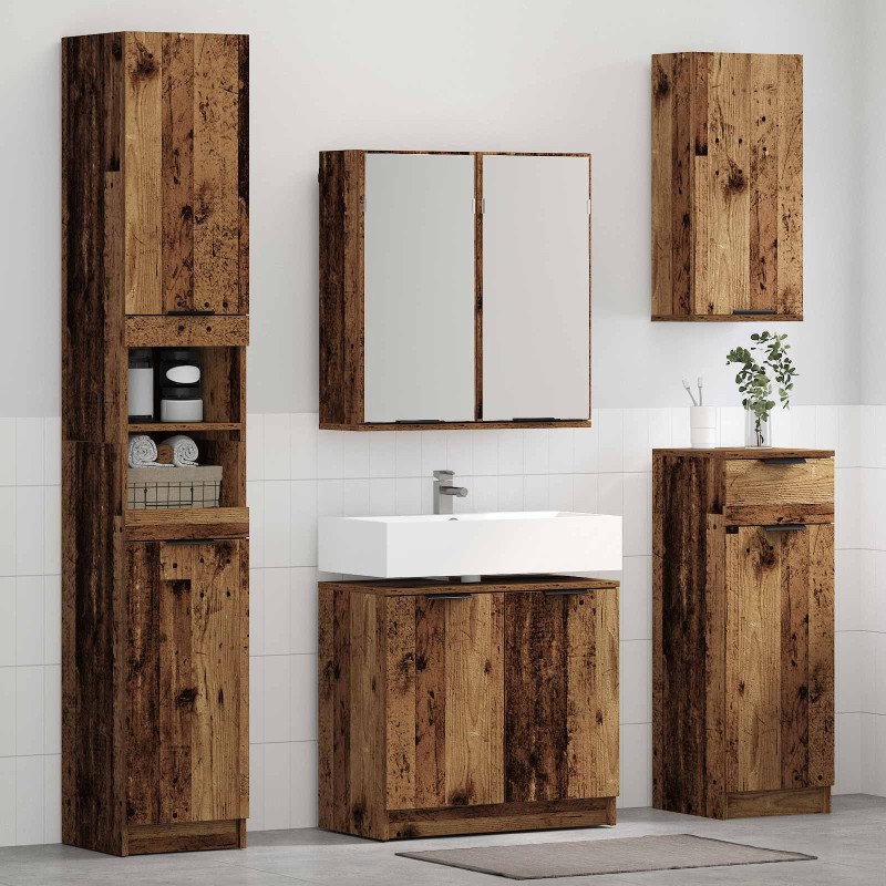 vidaXL Σετ Επίπλων Μπάνιου 3 τμχ. Παλιό ξύλο 64,5 x 33,5 x 59 εκ.