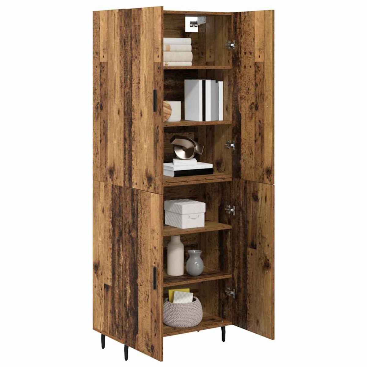 vidaXL Highboard 2 τμχ. Παλιό Ξύλο 69,5 x 34 x 180 εκ.