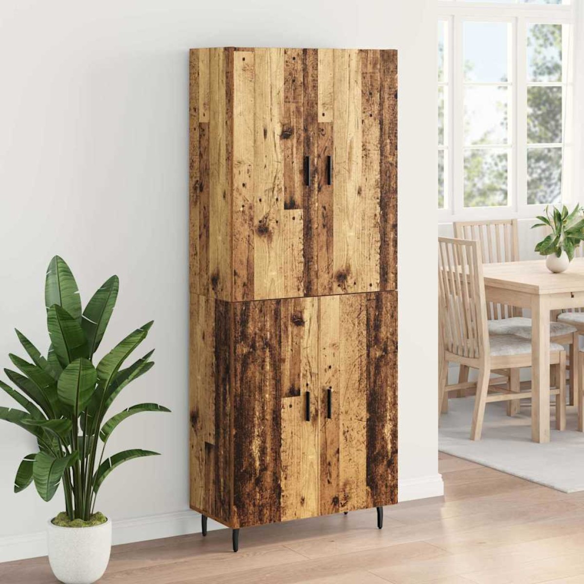 vidaXL Highboard 2 τμχ. Παλιό Ξύλο 69,5 x 34 x 180 εκ.