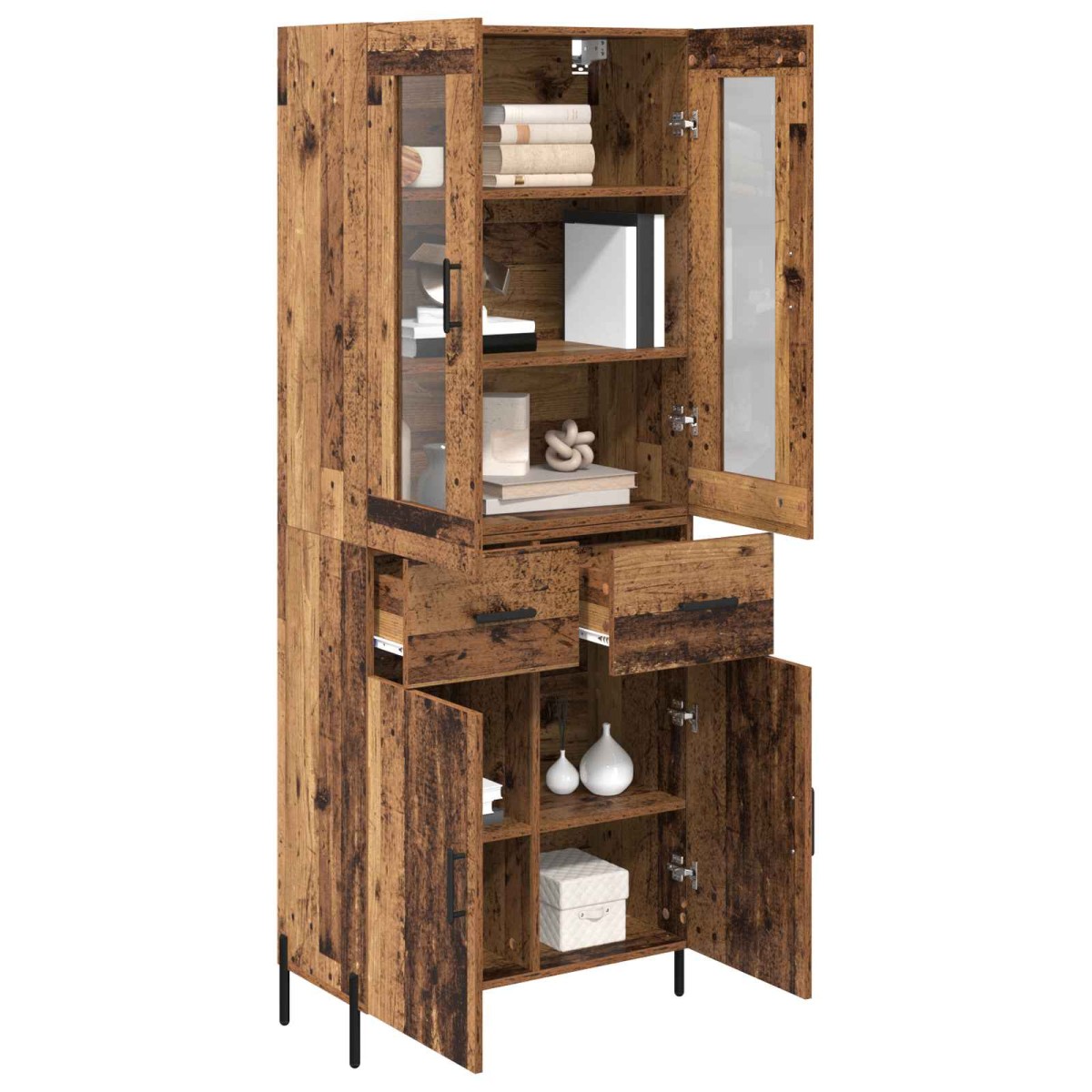 vidaXL Highboard Παλιό Ξύλο 69,5 x 34 x 180 εκ. Επεξεργασμένο Ξύλο