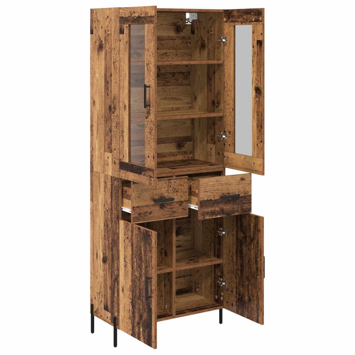vidaXL Highboard Παλιό Ξύλο 69,5 x 34 x 180 εκ. Επεξεργασμένο Ξύλο