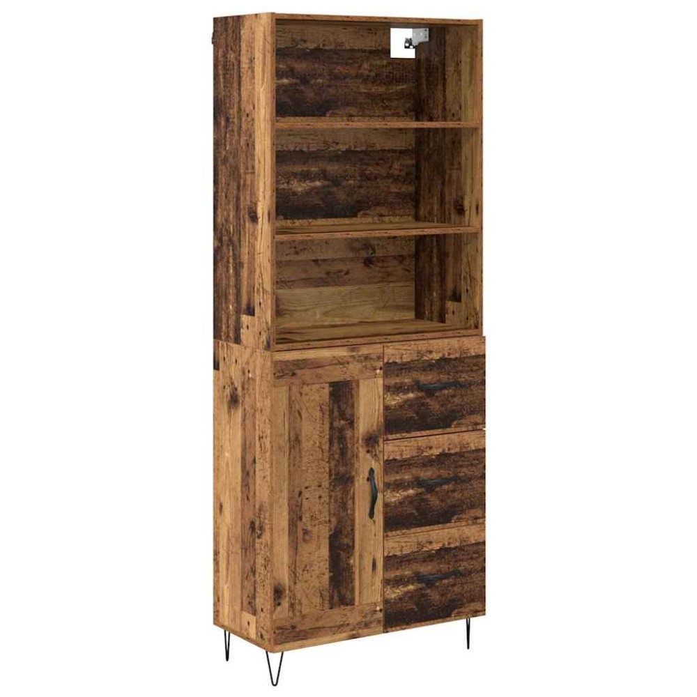 vidaXL Highboard 2 τμχ. Παλιό ξύλο 69,5 x 34 x 180 εκ.