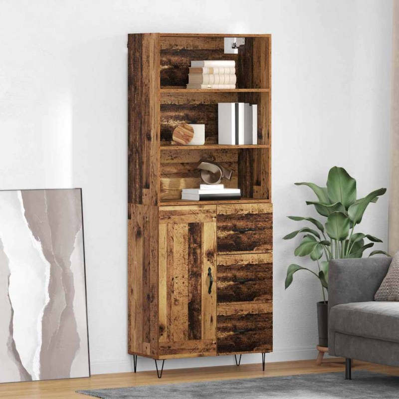vidaXL Highboard 2 τμχ. Παλιό ξύλο 69,5 x 34 x 180 εκ.