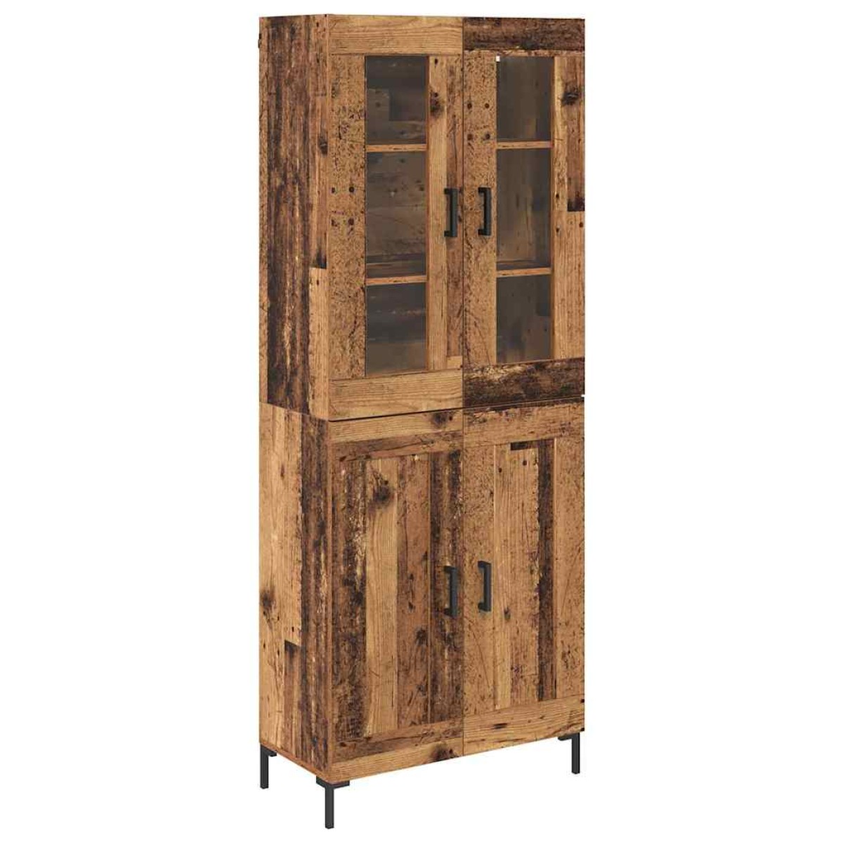 vidaXL Highboard 2 τμχ. Παλιό ξύλο 69,5 x 34 x 180 εκ.