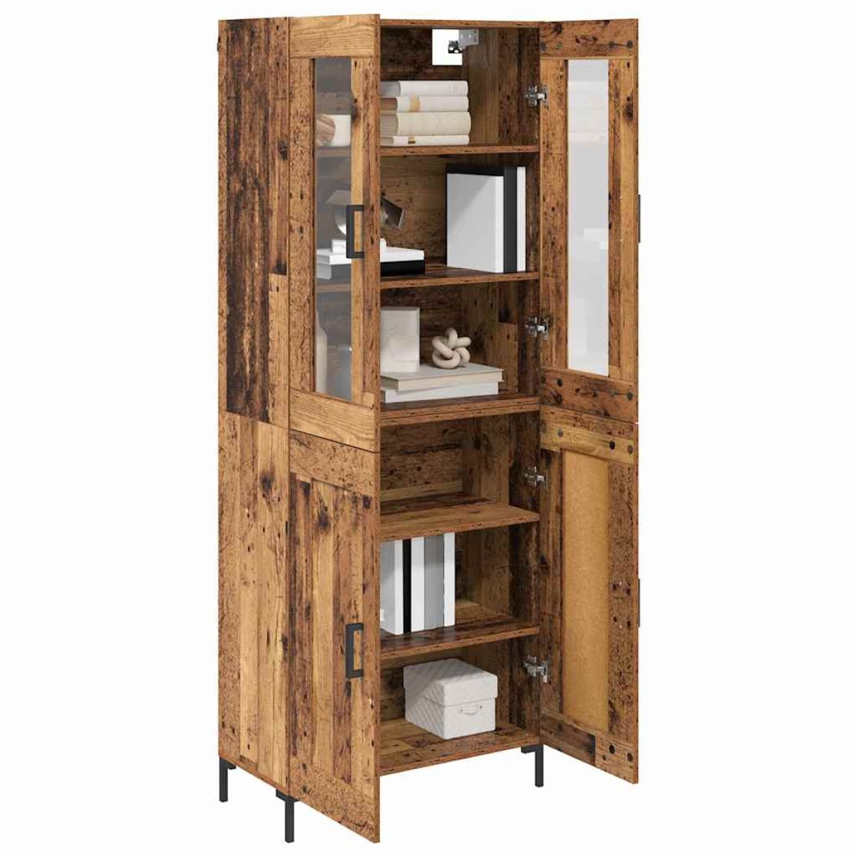 vidaXL Highboard 2 τμχ. Παλιό ξύλο 69,5 x 34 x 180 εκ.