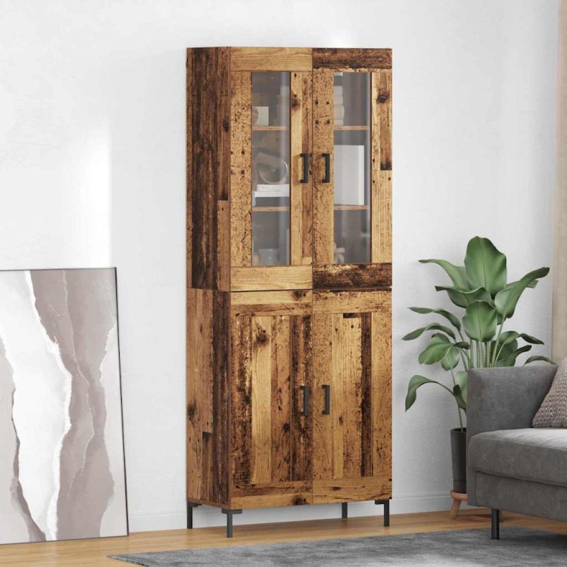 vidaXL Highboard 2 τμχ. Παλιό ξύλο 69,5 x 34 x 180 εκ.