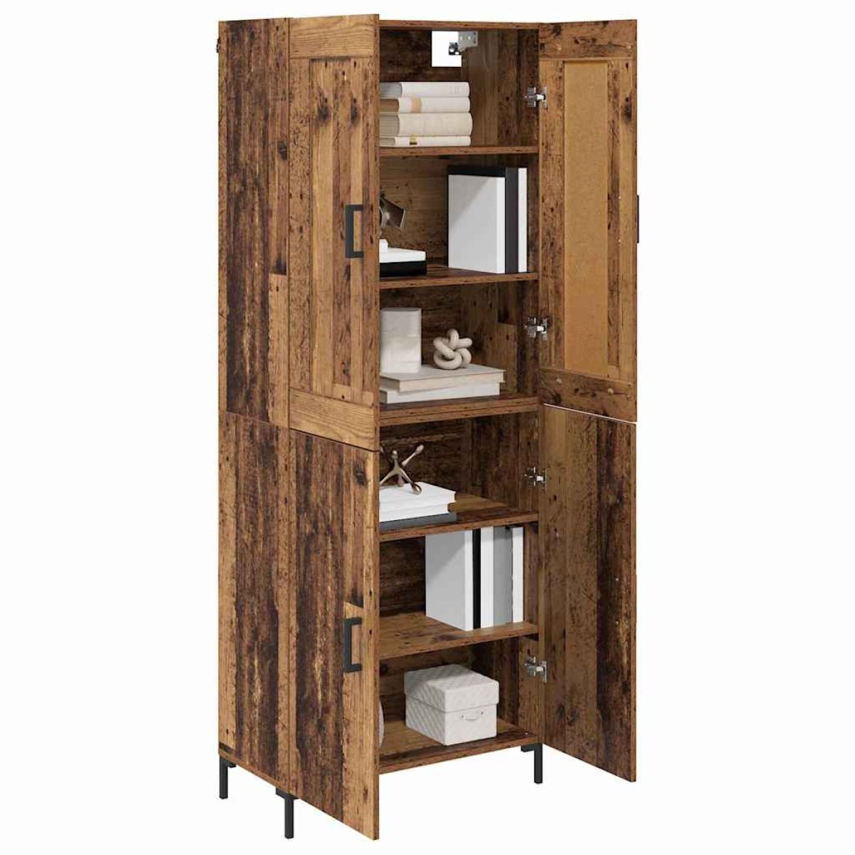 vidaXL Highboard 2 τμχ. Παλιό Ξύλο 69,5 x 34 x 180 εκ.