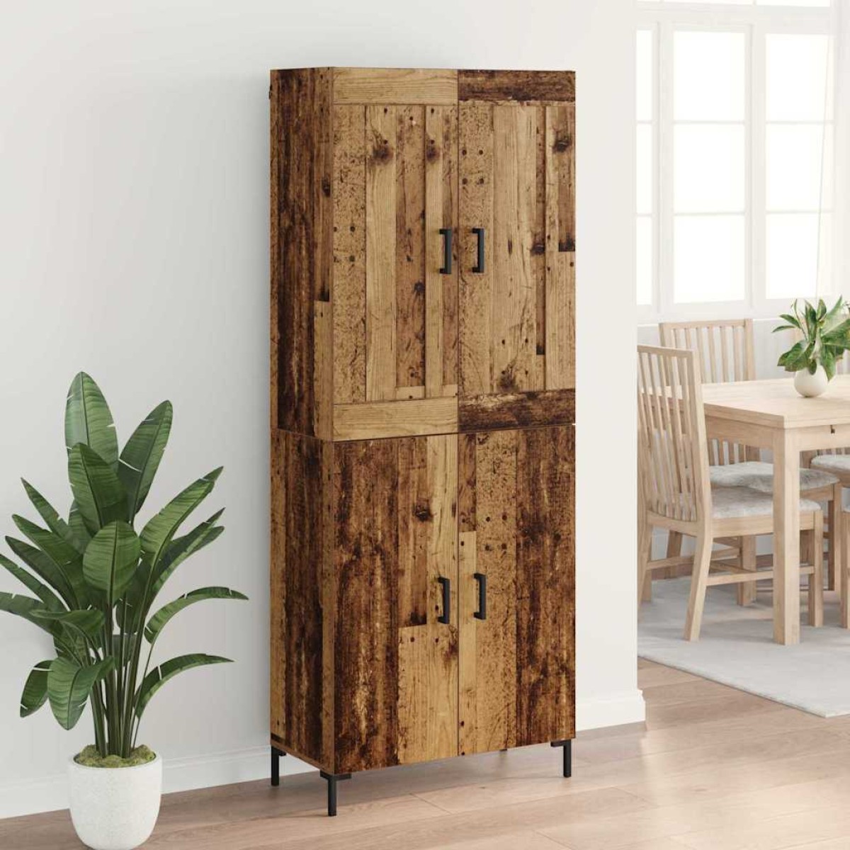 vidaXL Highboard 2 τμχ. Παλιό Ξύλο 69,5 x 34 x 180 εκ.