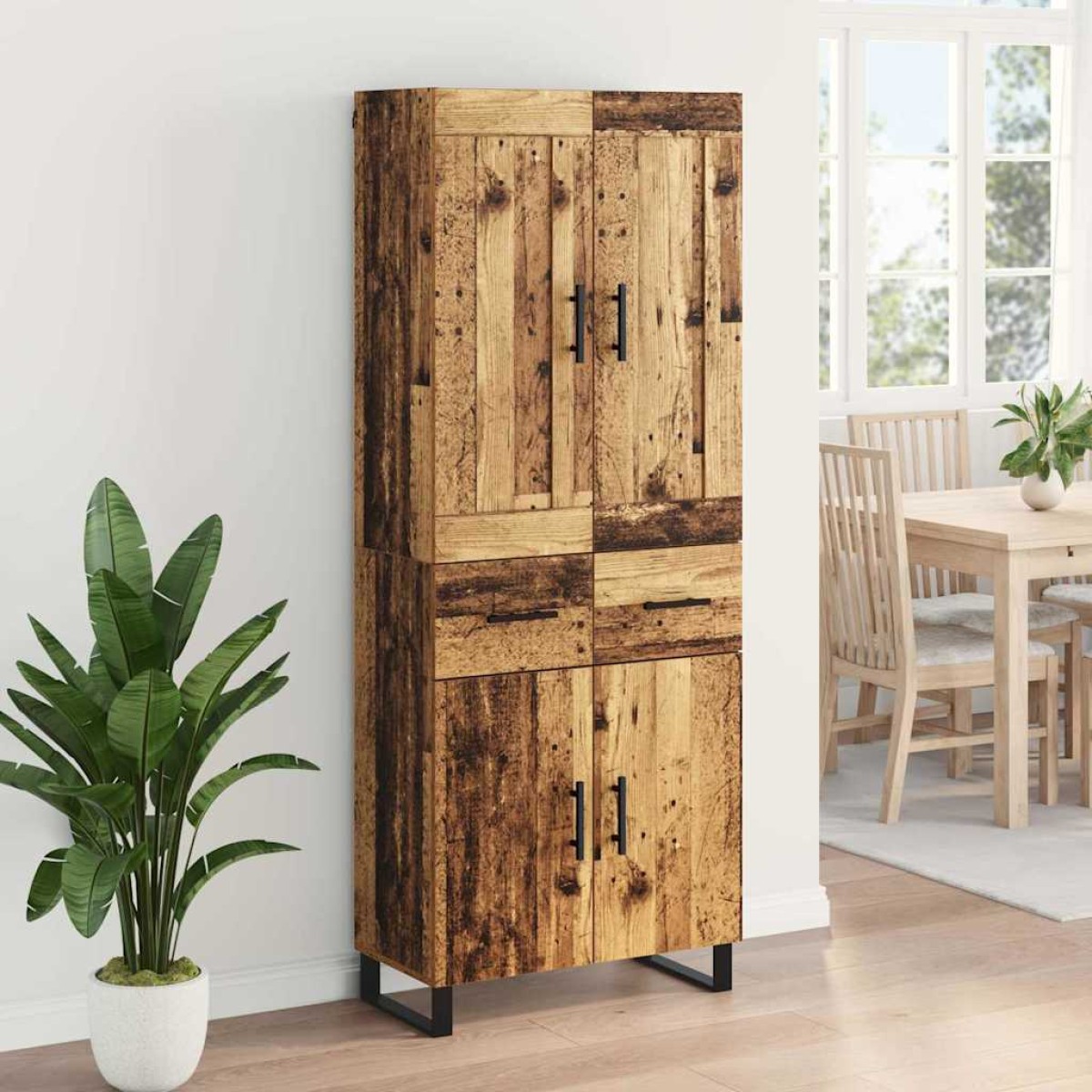 vidaXL Highboard 2 τμχ. Παλιό ξύλο 69,5 x 34 x 180 εκ.