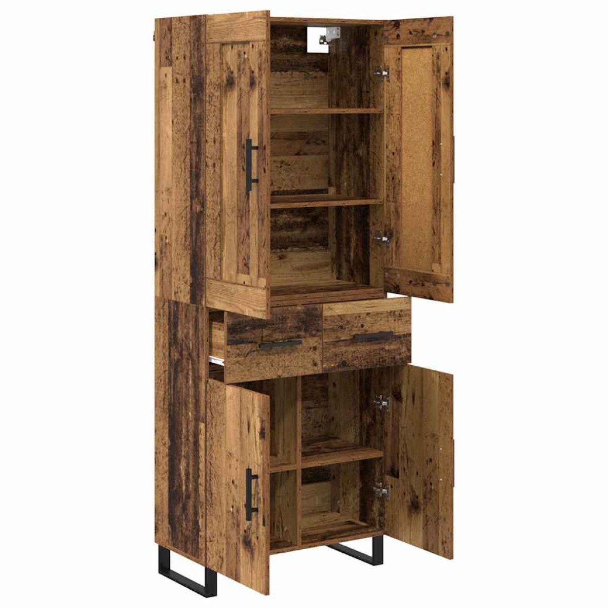 vidaXL Highboard 2 τμχ. Παλιό ξύλο 69,5 x 34 x 180 εκ.