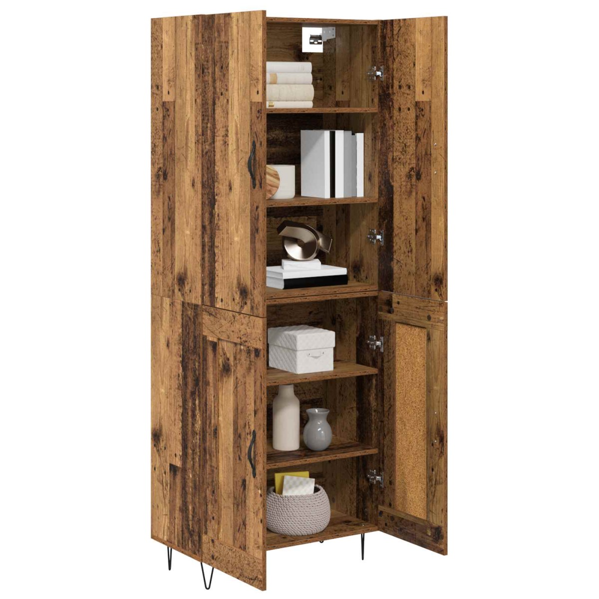 vidaXL Highboard 2 τμχ. Παλιό ξύλο 69,5 x 34 x 180 εκ.