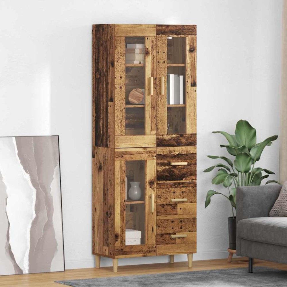 vidaXL Highboard Παλιό Ξύλο 69,5 x 34 x 180 εκ. Επεξεργασμένο Ξύλο