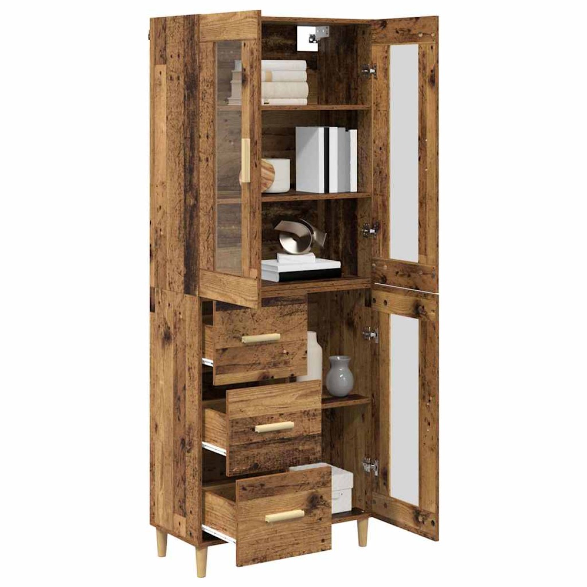 vidaXL Highboard Παλιό Ξύλο 69,5 x 34 x 180 εκ. Επεξεργασμένο Ξύλο