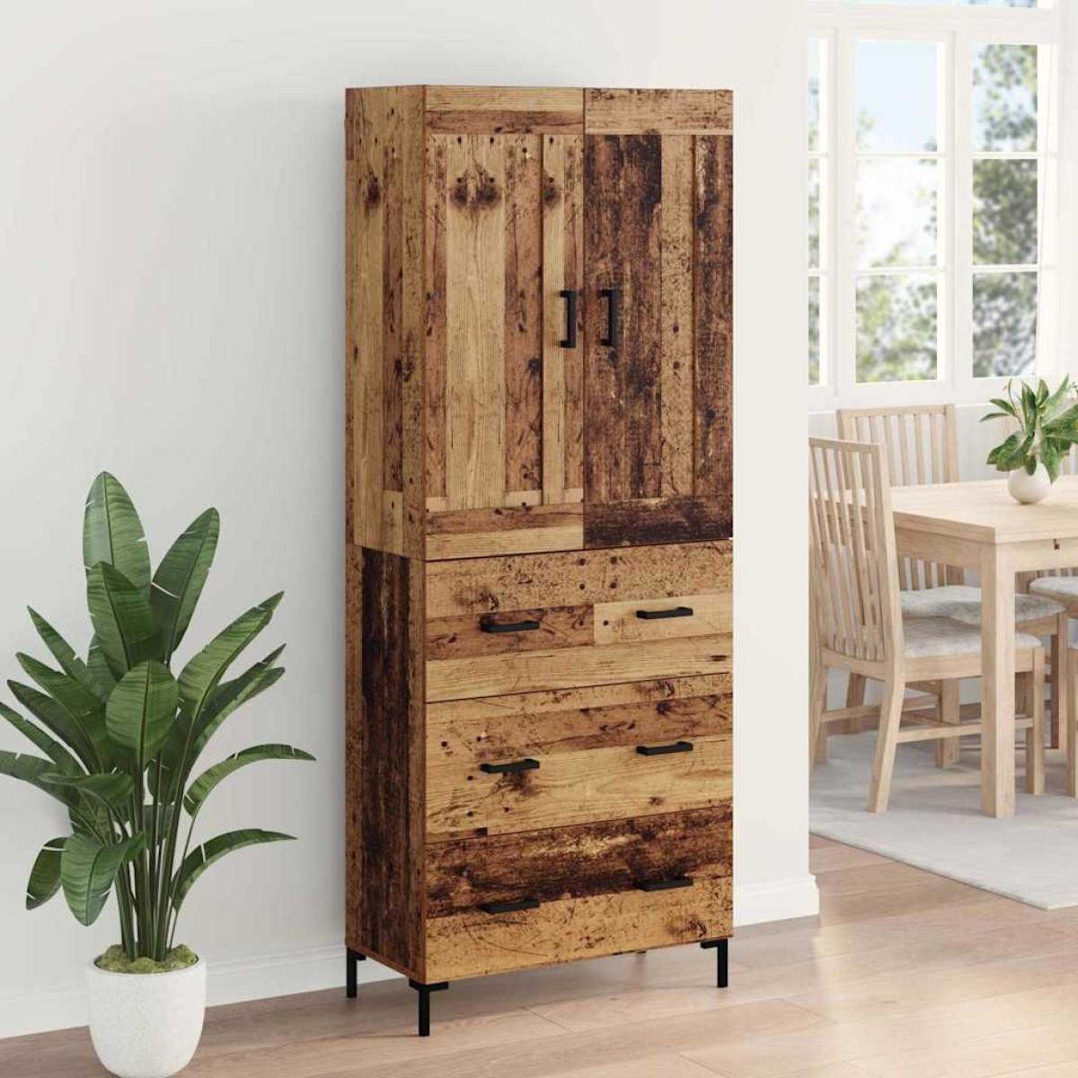 vidaXL Highboard 2 τμχ. Παλιό Ξύλο 69,5 x 34 x 180 εκ.