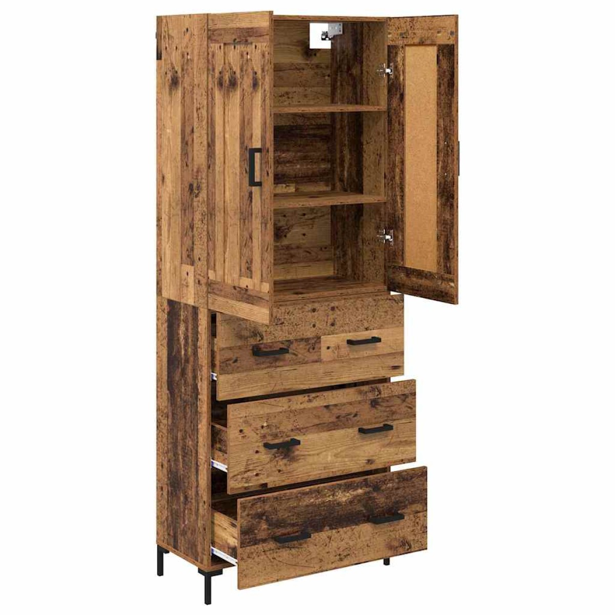 vidaXL Highboard 2 τμχ. Παλιό Ξύλο 69,5 x 34 x 180 εκ.