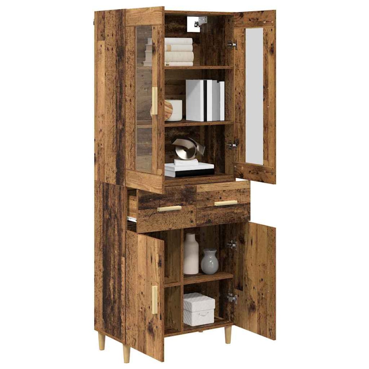 vidaXL Highboard Παλιό Ξύλο 69,5 x 34 x 180 εκ. Επεξεργασμένο Ξύλο