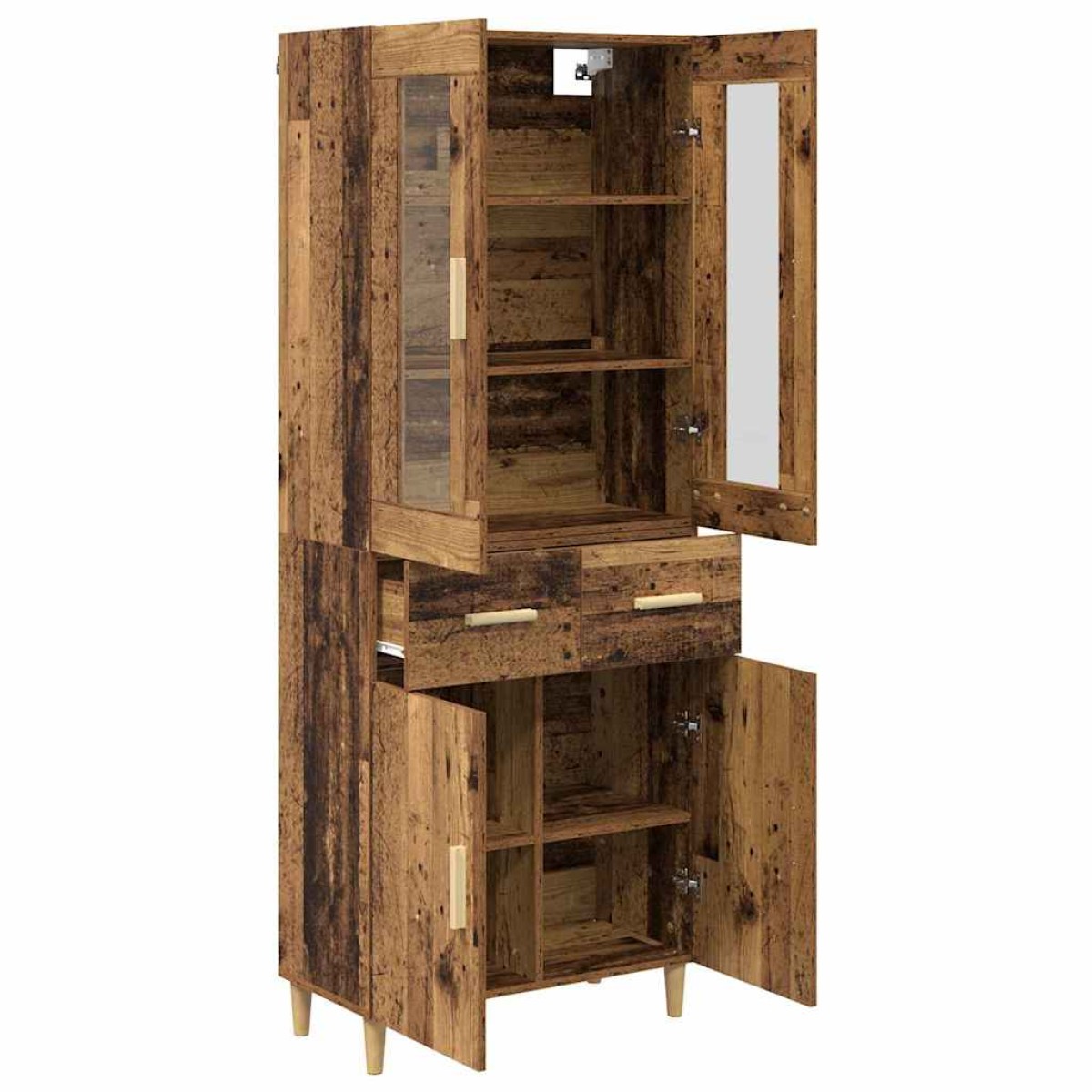 vidaXL Highboard Παλιό Ξύλο 69,5 x 34 x 180 εκ. Επεξεργασμένο Ξύλο