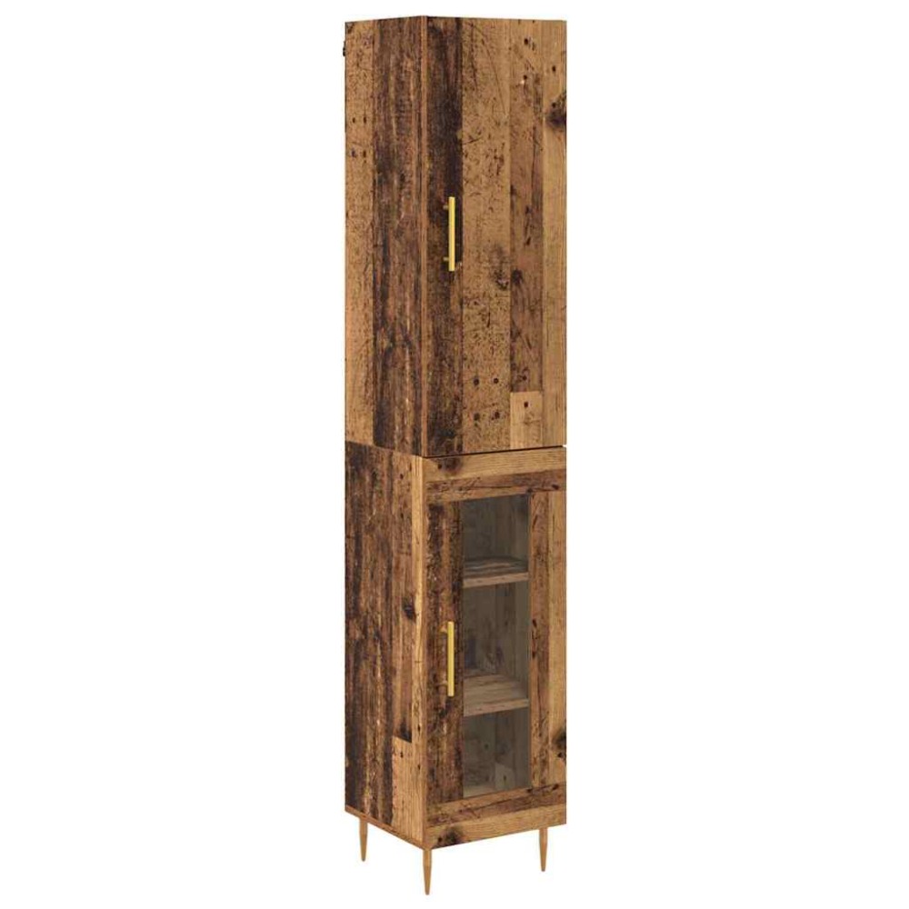 vidaXL Highboard 2 τμχ. Παλιό Ξύλο 34,5 x 34 x 180 εκ.