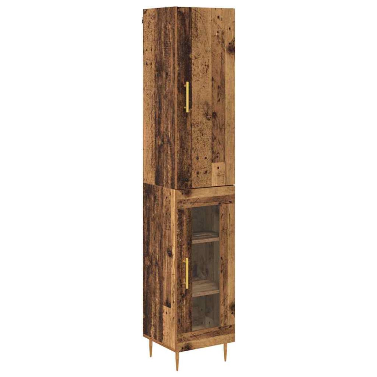 vidaXL Highboard 2 τμχ. Παλιό Ξύλο 34,5 x 34 x 180 εκ.
