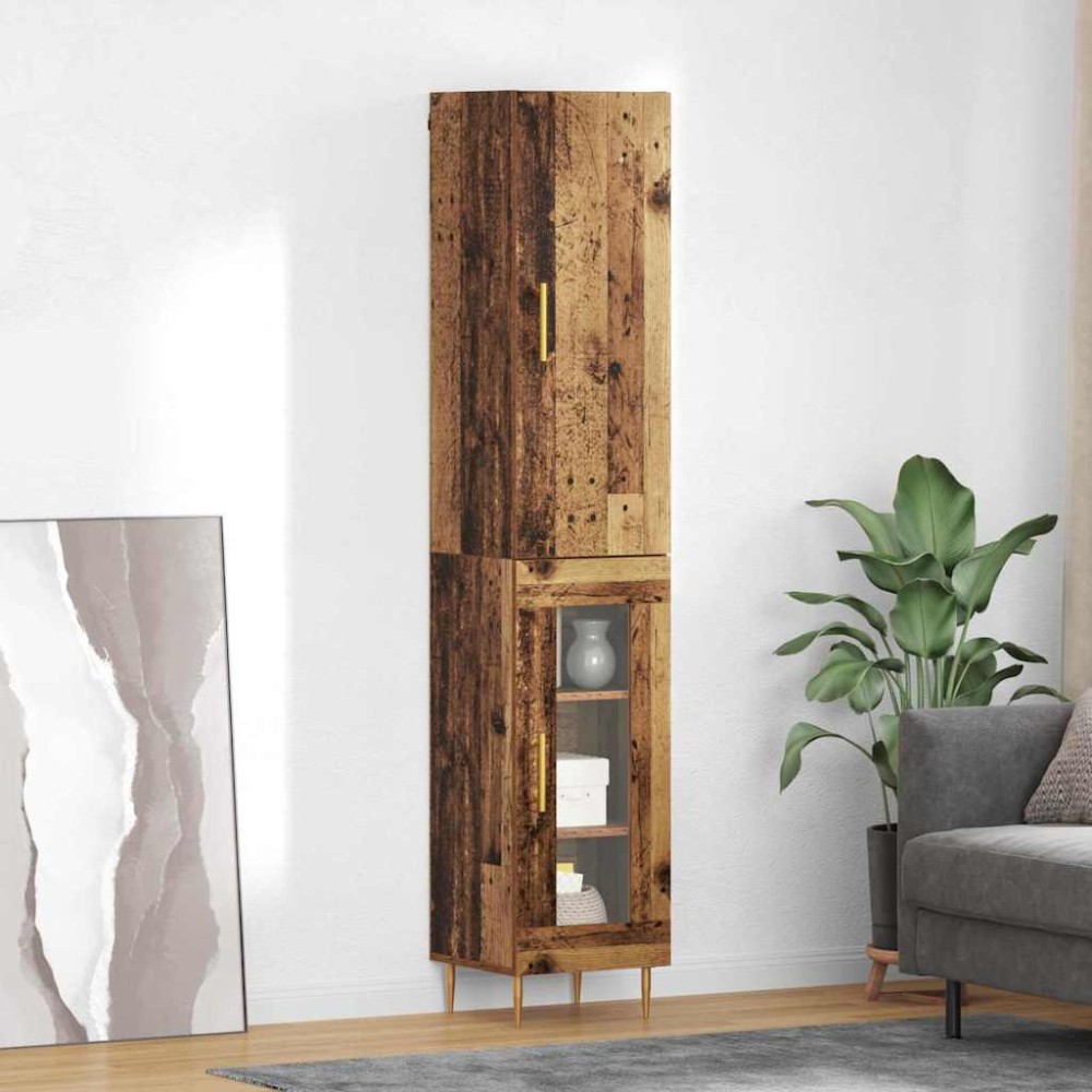 vidaXL Highboard 2 τμχ. Παλιό Ξύλο 34,5 x 34 x 180 εκ.