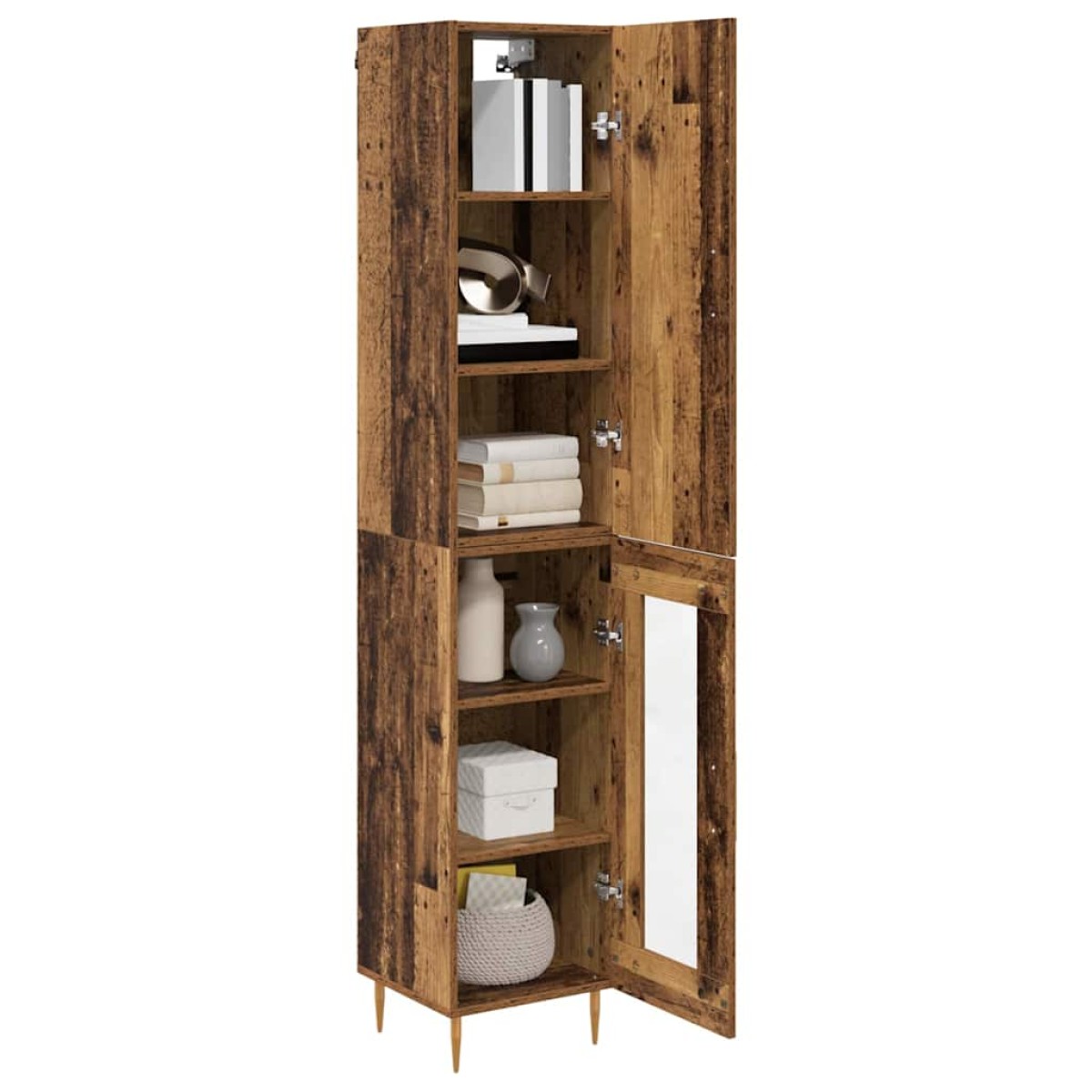 vidaXL Highboard 2 τμχ. Παλιό Ξύλο 34,5 x 34 x 180 εκ.