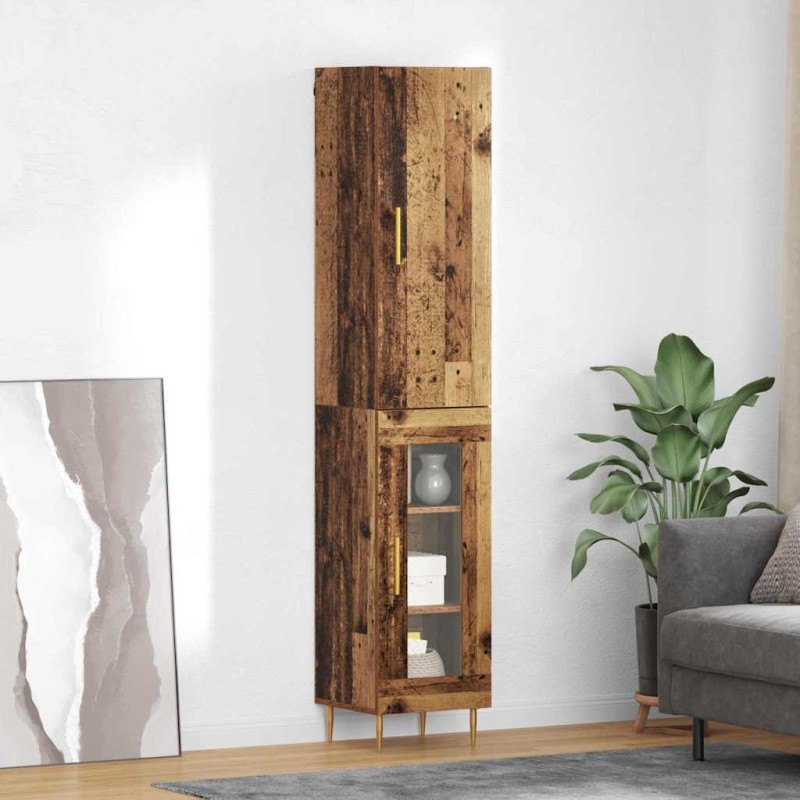 vidaXL Highboard 2 τμχ. Παλιό Ξύλο 34,5 x 34 x 180 εκ.