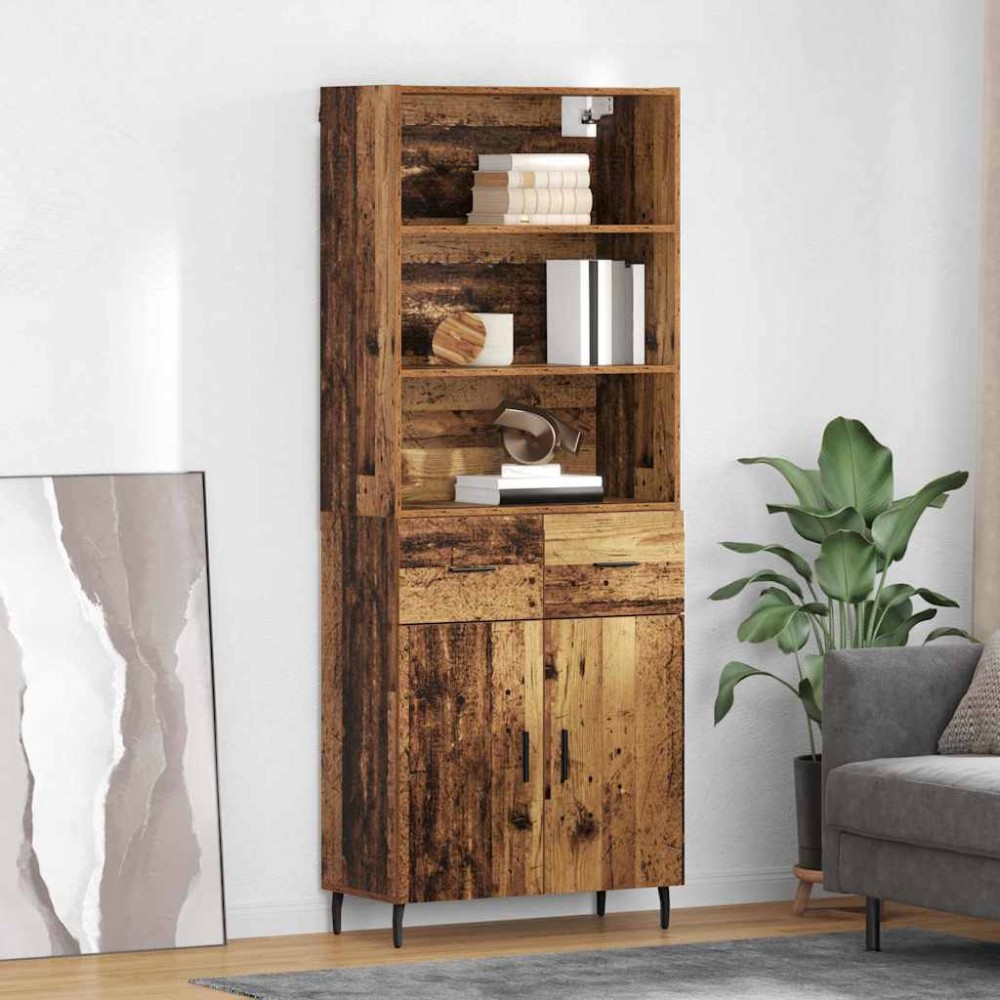 vidaXL Highboard 2 τμχ. Παλιό Ξύλο 69,5 x 32,5 x 180 εκ