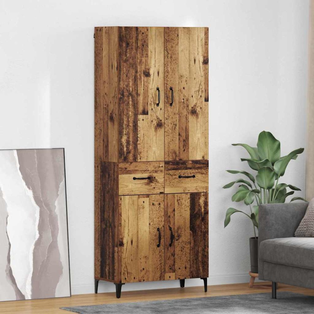 vidaXL Highboard Παλιό Ξύλο 69,5 x 34 x 180 εκ. Επεξεργασμένο Ξύλο