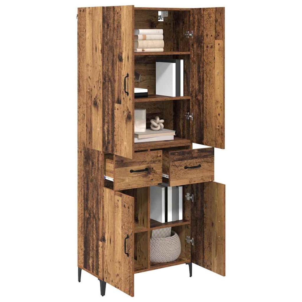 vidaXL Highboard Παλιό Ξύλο 69,5 x 34 x 180 εκ. Επεξεργασμένο Ξύλο