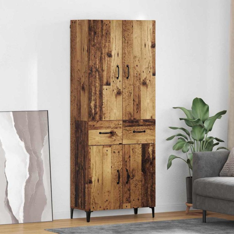 vidaXL Highboard Παλιό Ξύλο 69,5 x 34 x 180 εκ. Επεξεργασμένο Ξύλο