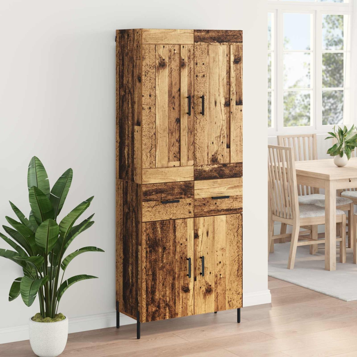 vidaXL Highboard 2 τμχ. Παλιό Ξύλο 69,5 x 34 x 180 εκ.