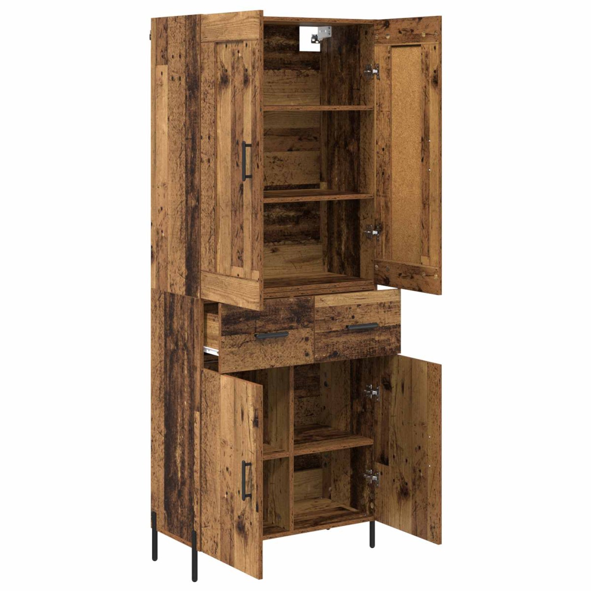 vidaXL Highboard 2 τμχ. Παλιό Ξύλο 69,5 x 34 x 180 εκ.