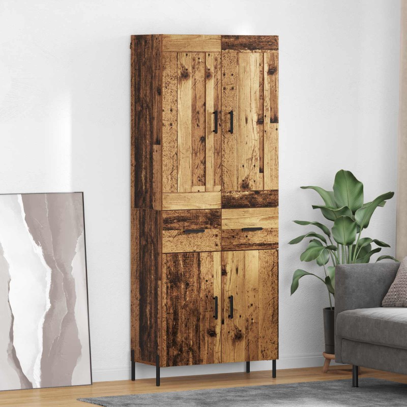 vidaXL Highboard 2 τμχ. Παλιό Ξύλο 69,5 x 34 x 180 εκ.