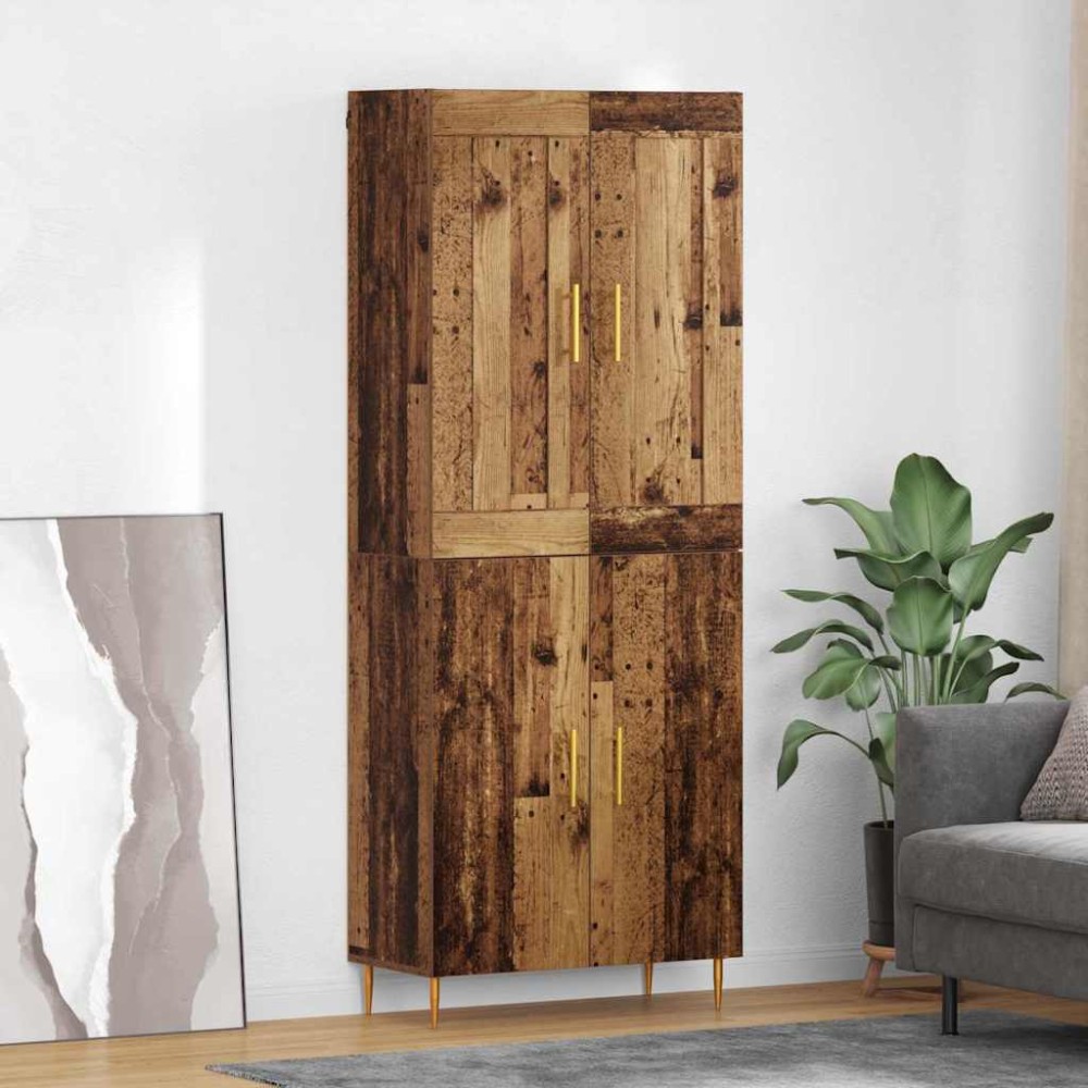 vidaXL Highboard Παλιό Ξύλο 69,5 x 34 x 180 εκ. Επεξεργασμένο Ξύλο