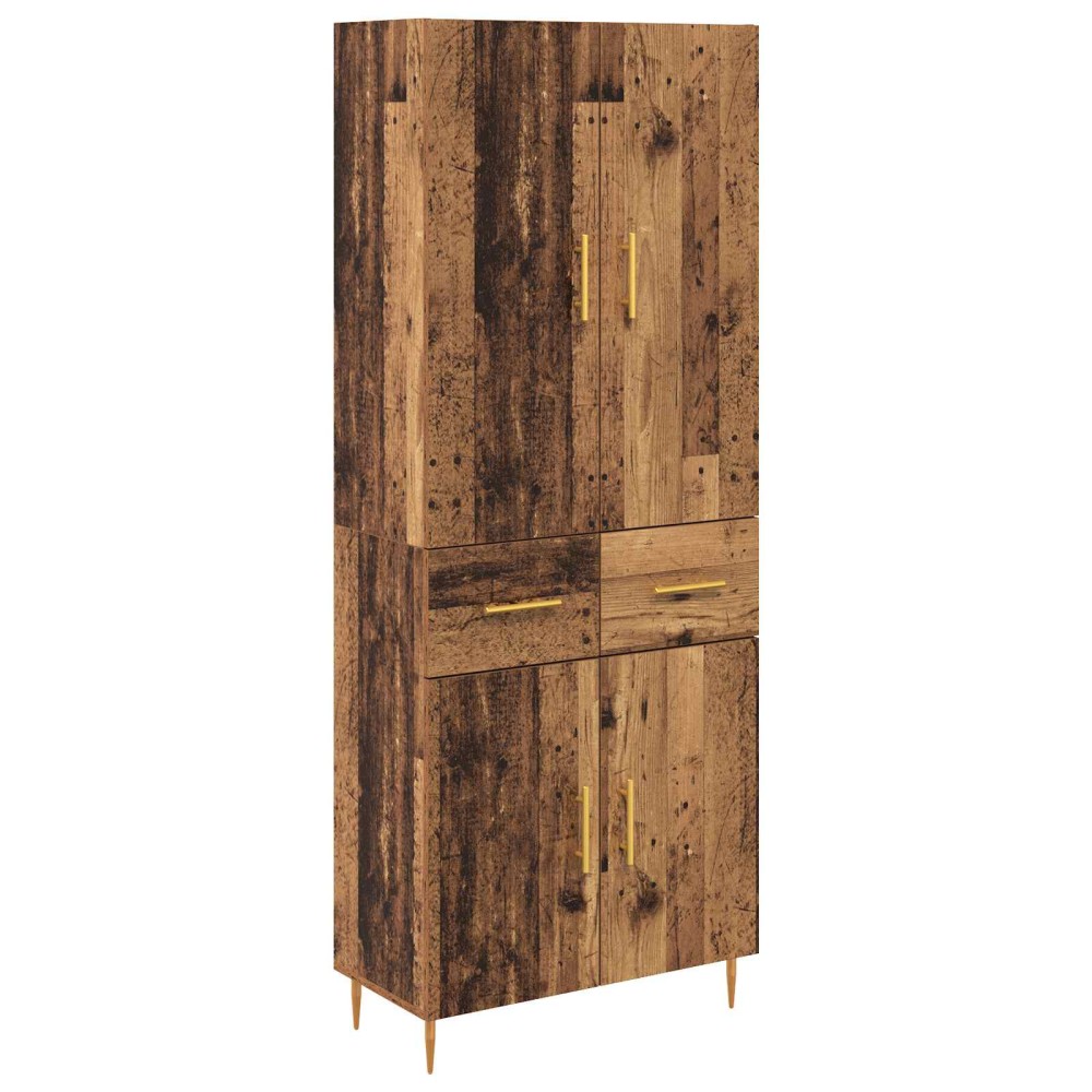 vidaXL Highboard Παλιό Ξύλο 69,5 x 34 x 180 εκ. Επεξεργασμένο Ξύλο