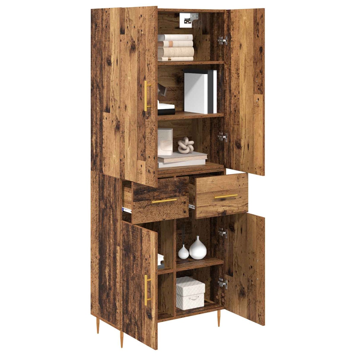 vidaXL Highboard Παλιό Ξύλο 69,5 x 34 x 180 εκ. Επεξεργασμένο Ξύλο