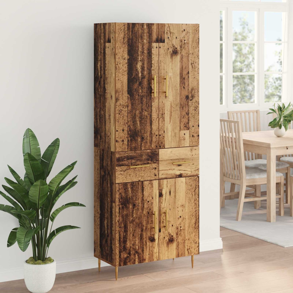 vidaXL Highboard Παλιό Ξύλο 69,5 x 34 x 180 εκ. Επεξεργασμένο Ξύλο