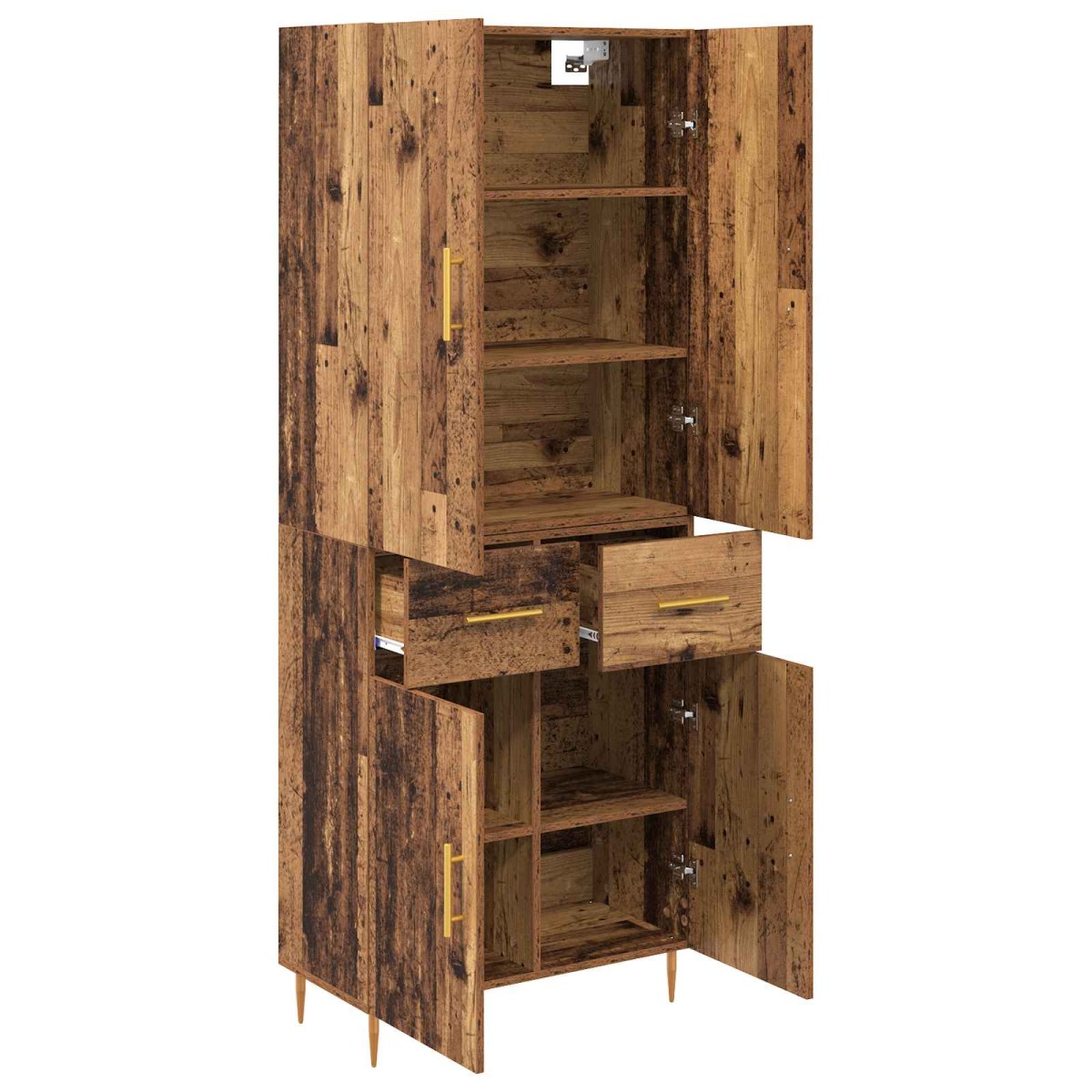 vidaXL Highboard Παλιό Ξύλο 69,5 x 34 x 180 εκ. Επεξεργασμένο Ξύλο