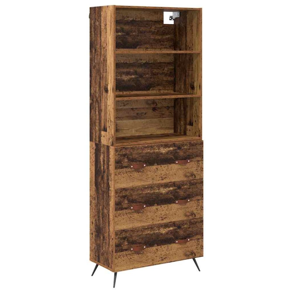 vidaXL Highboard Παλιό Ξύλο 69,5 x 34 x 180 εκ. Επεξεργασμένο Ξύλο