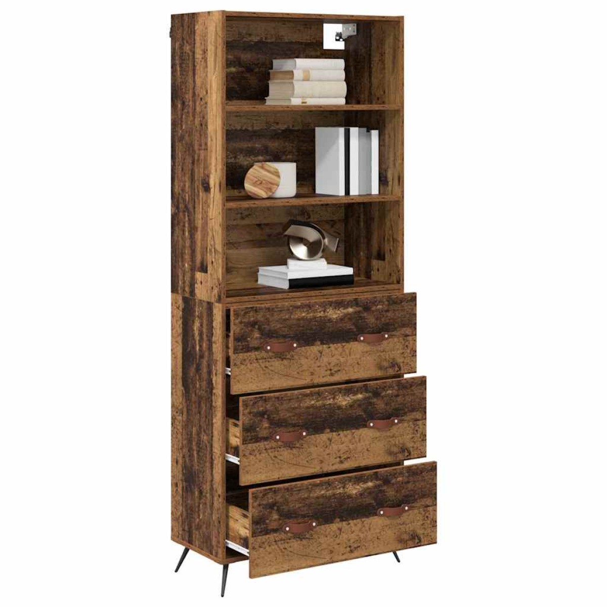 vidaXL Highboard Παλιό Ξύλο 69,5 x 34 x 180 εκ. Επεξεργασμένο Ξύλο