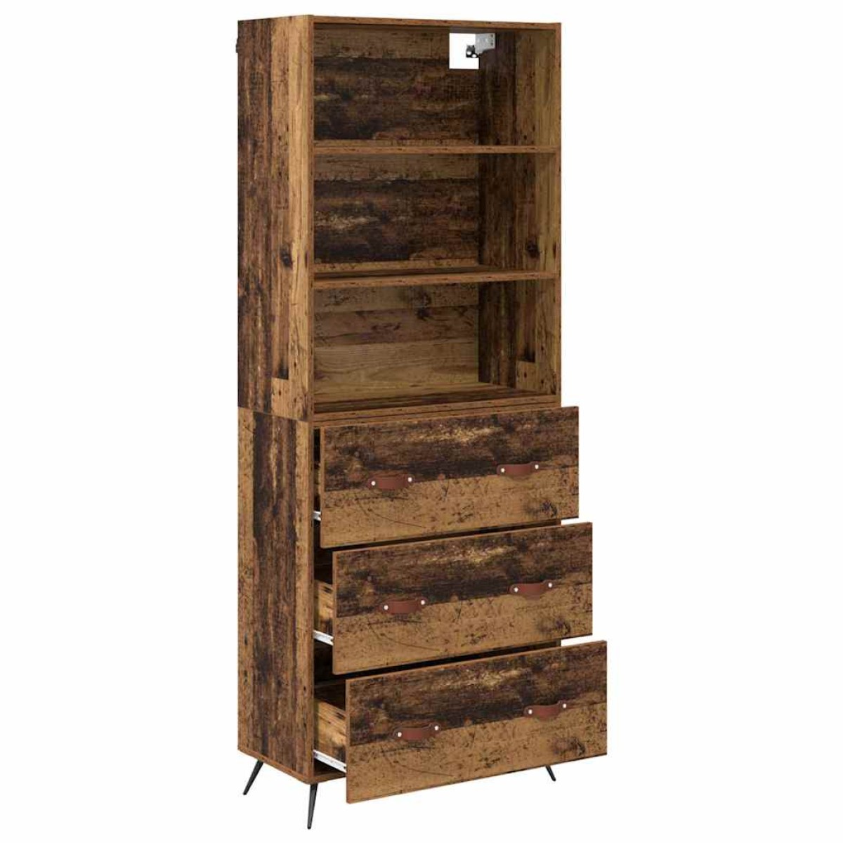 vidaXL Highboard Παλιό Ξύλο 69,5 x 34 x 180 εκ. Επεξεργασμένο Ξύλο