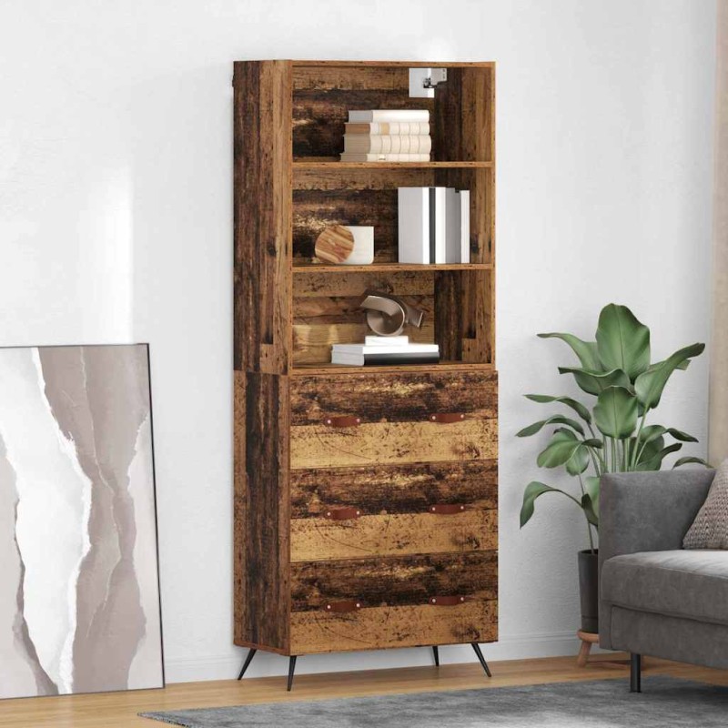vidaXL Highboard Παλιό Ξύλο 69,5 x 34 x 180 εκ. Επεξεργασμένο Ξύλο