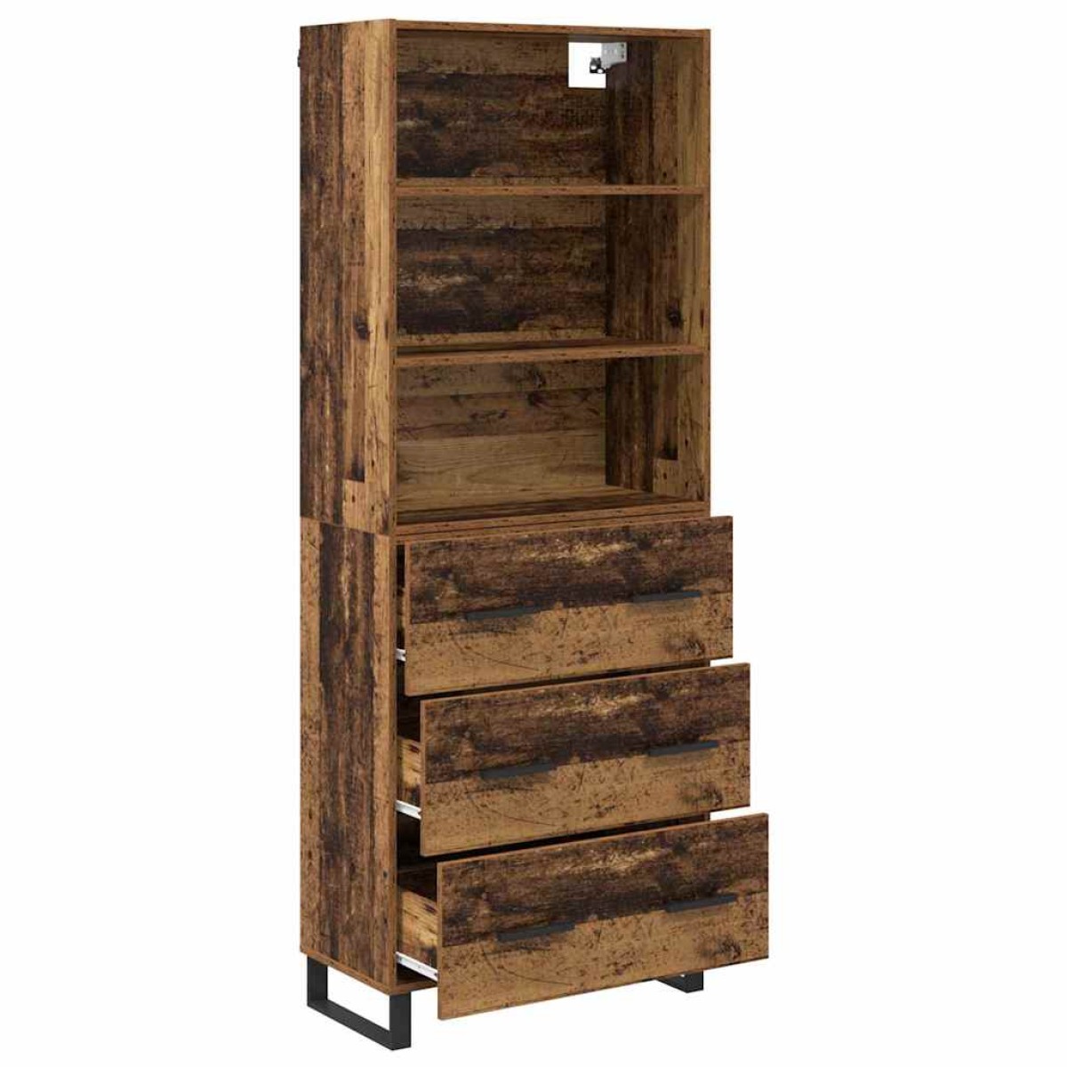 vidaXL Highboard 2 τμχ. Παλιό ξύλο 69,5 x 34 x 180 εκ.