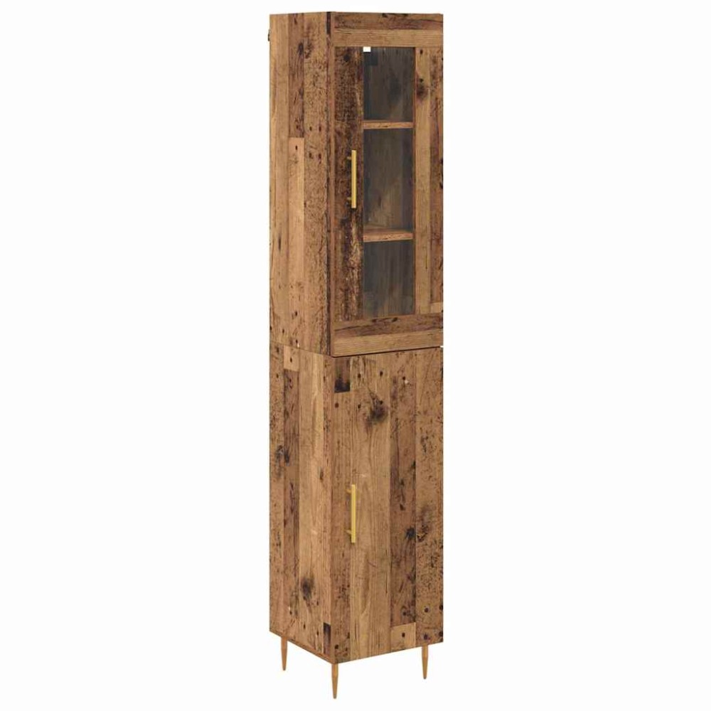 vidaXL Highboard 2 τμχ. Παλιό Ξύλο 34,5 x 34 x 180 εκ.